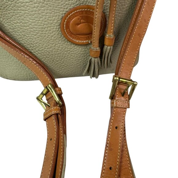 Vintage Dooney & Bourke All Weather Leather Bucket Bag Taupe Tan Drawstring - Picture 2 of 16